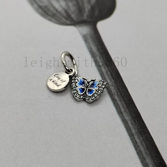Pandora Blue Butterfly & Quote Double Dangle Charm - Picture 6 of 6
